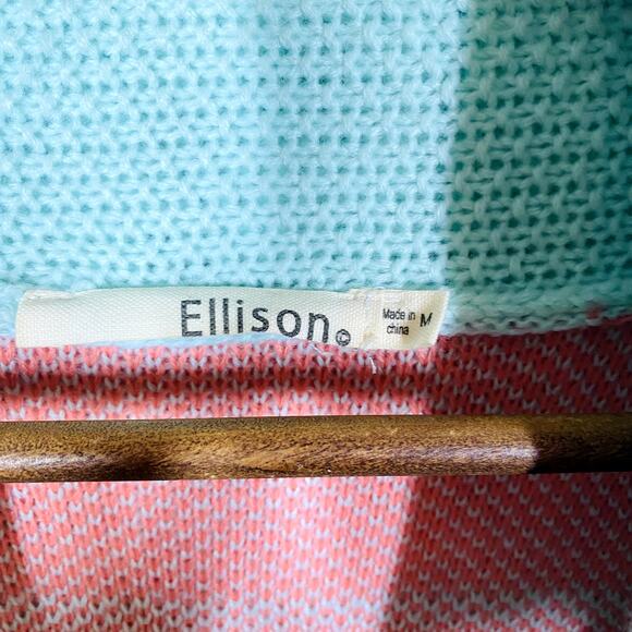 Ellison Button Front SW Cardigan Academic Long Sleeve Bright Pink Teal - M - Picture 4 of 4